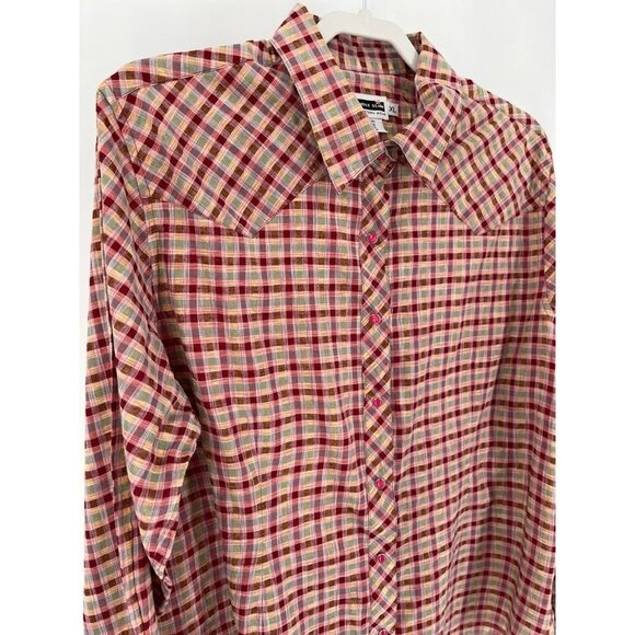 Panhandle Slim Ladies Plaid Pearl Button Western Shirt Yellowstone Size XL Pearl - Picture 3 of 10